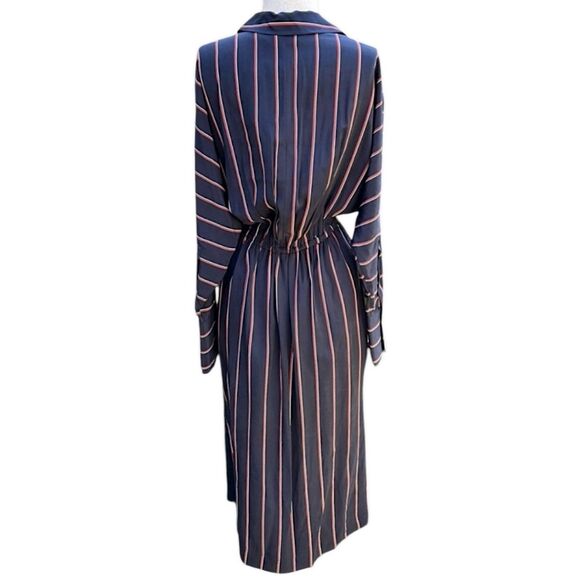 A.L.C. 'Nico' Surplice Long Sleeve Striped Silk Dress, Size 4, Black/White/Brown - Picture 6 of 9